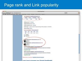 Page rank and Link popularity 