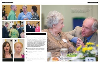 7 • WWW.UNCG.EDU/HHS6 • WWW.UNCG.EDU/HHS
Scholarship Luncheon
1. Pea Poole, a Kinesiology professor, (center) speaks with
a student and Patricia Hielscher (right), who has been
honored with the establishment of the Physical Education
Class of ’75 Hielscher Teaching Scholarship. In the fall of
1971, more than 40 young people became the Class of ’75
physical education majors at UNCG. Hielscher, a second-
year instructor and coach of the volleyball team, was
assigned as their class advisor. The combination of that
class and their advisor was something special and a
lifetime bond was created between them.
2. Provost Dave Perrin talks with Ann and Donald Burke,
who provided the Ann B. Burke Nutrition Scholarship.
3. Student speaker Layne Spencer ’13, a physical
education major
4. Student speaker Angel Dunbar ‘12 MS Human
Development and Family Studies
5. Dean Celia Hooper (center) visits with Charles C. and
Charlyene J. Moyer, who have a scholarship in Nutrition
in their name.
1
2 5
3 4
At the Scholarship Luncheon, HHS Associate Dean Dave Demo
talks with Vira Kivett who has endowed the Vira R. Kivett
Outstanding Graduate Publication Award in the Human
Development and Family Studies Department.
 