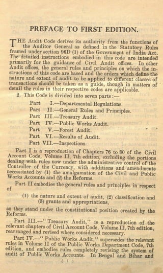 Audit Code, Vol-1, First Edition (Reprint) 1929 | PDF