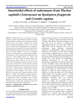 insecticidal effects of eudesmanes from pluchea sagittalis