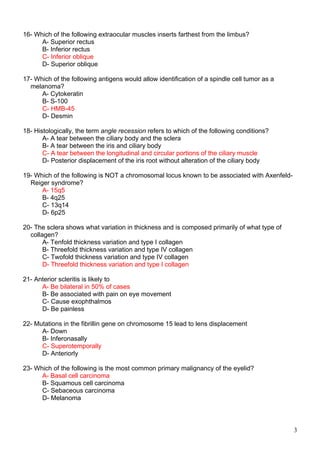 Bcsc Question 45 Multiple Choice Questions (MCQS) - introcular tumors-bcsc04.doc