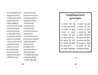 RBHFmµectiydUcRsIRKb;lkçN_ eBjRkmuMCak;Etlak;P®kþa
tmál;k,Ünc,ab;sRmab;sikSa EtKµannrNacab;GarmµN_esaH.
eragm:asuIncas;pøas;Tan;sm½y erobsMBt;és,tubEtgtTas;
kñúgbUCnIydæanGVI²TaMgGs; suT§Etl¥Rss;hYsBIBN’na .
raRtIéf¶buNüePøIgPøWdUcéf¶ hak;dUcburIénsßansYK’a
Gñk)aneXIjehIyes,IyTukçmYyRKa GsSúCbUCaéf¶ecjvsSa .
émÖR)aMbIERKsEmþgepÞógpÞat; tamBuT§RbvtþikMNt;vaca
Kglan;sUrsBÞR)ab;CasBaØa cb;Fm’eTsnamYyERKvaymþg.
yb;kan;EteRCAPøWkan;Etc,as; GgÁúysMBHExrHknøg
Fm’kan;Etc,as;tmanesAhµg bBa©b;Fm’pgedaybTsrPBaØ.
sUm[Tukçesakrsat;pat;q¶ay Gñks¥b;TaMgLaykøayCaRsLaj;
ecHeFVIbuNüTanElgmankMNaj; suxcitþcuHcaj;bMeBj)armI .
sUmKUBIekµgElgEbk)ak;Kña Tl;cas;CraenAEtPkþI
sUm[laPysrbs;sVamI cUldl;®sþIEdlCaPriya .
sUmemXRsTMkuMdUrGtßn½y EdlFøab;RsdÍeBleTIbCYbKña
RsTMeRBaHcaj;sRms;BuMga kuM[ERbCaRsTMcg;ePøóg .
sUm[sBVstV)ansuxsb,ay cakecjCítq¶aykuM[dac;es,óg
eTaHbICÍvítBitCamineTog sUmkuM[el¥ógBIsuKtieLIy .
eday])ask Kuy suFn 3
namBuT§bris½TGñkman]bkar³
kñúgkargarFmµTan
3
1- ])ask sMr:g vNÑ 2- ])ask ynþ sYn
3- ])ask KYg lagepg 4- ])ask mYg eyn
5- elakRKÚ rs; sUpat 6- ])ask Guit R)aMg
7- nag Ca suNavÍ 8- ])asika b‘ut m:alI
9- ])ask Kuy suFn 10- ])ask v:an; xunNa
11- ])ask esam rtn³ 12- ])ask Cåg ev:gG‘av
13- ])ask Cåm CMnit 14- ])ask hay cMerIn
15- ])asika hay c½nÞqvÍ 16- elakRKÚ CU b‘unyU
17- ])ask g:Uv Ka 18- ])ask em:A pun
19- ])asika hYncan;bUda 20-])asika RsI bUr:an;
½
-89- -90-
 