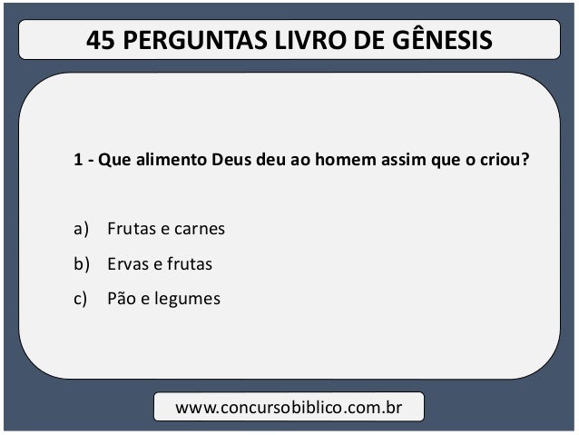 45 Perguntas Biblicas Com Respostas Genesis