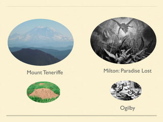 Milton: Paradise Lost 
Ogilby 
Mount Teneriffe 
 