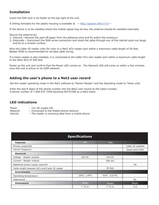Paxton Access 460-210-US Instruction Manual | PDF