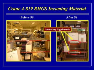 Crane 4-819 RHGS Incoming Material Before 5S After 5S Inventory Signboards 