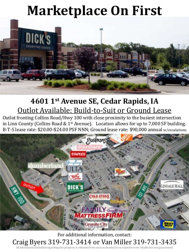 Marketplace On First, Cedar Rapids, IA Outlot Available