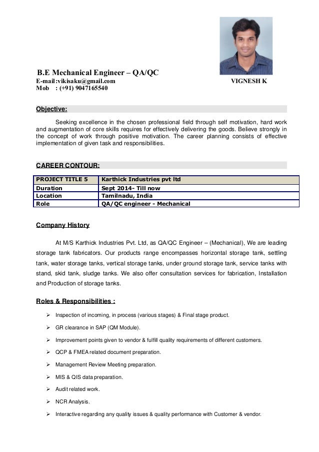 Mechanical Engineer – Qaqc