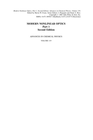 Modern Nonlinear Optics Part 1 2nd Edition Myron W Evans Editor | PDF