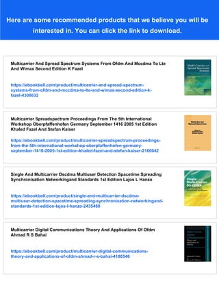 Multicarrier And Spread Spectrum Systems 1st Edition K Fazel | PDF