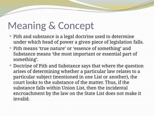 460831766-Doctrine-of-Pith-and-Substance.pptx | Law