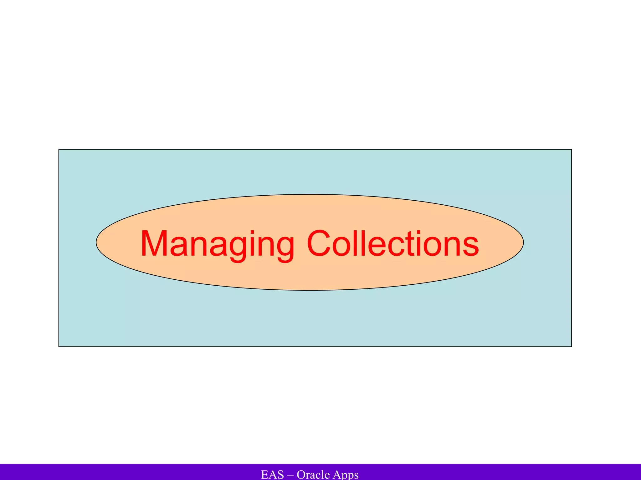 EAS – Oracle Apps
Managing Collections
 