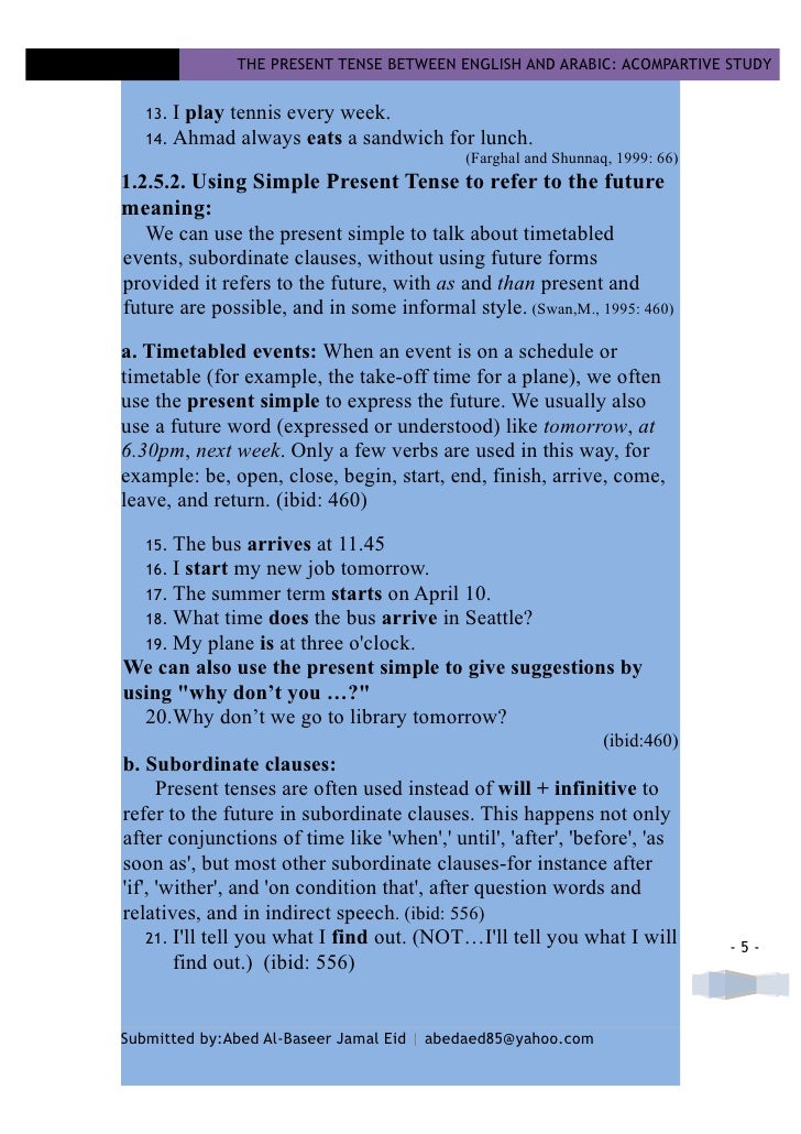 The Present Tense Between English And Arabic A Comparative By The Present Tense Between English And Arabic A Comparative By