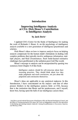 Psychology Of Intelligence Analysis 1st Richards J Heuer | PDF