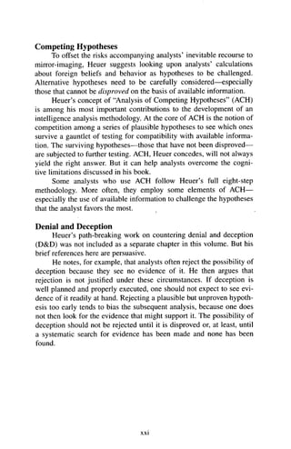 Psychology Of Intelligence Analysis 1st Richards J Heuer | PDF