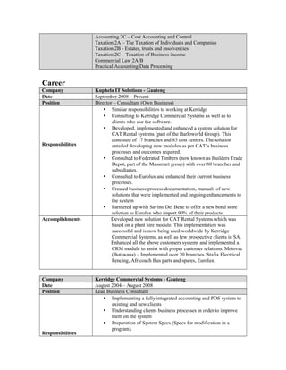 Poovan CV Update | DOC | Business Accounting & Finance | Business
