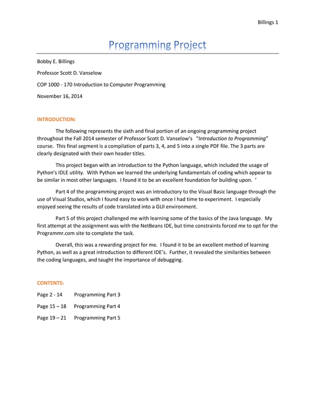 Programming Project Part 6 | PDF