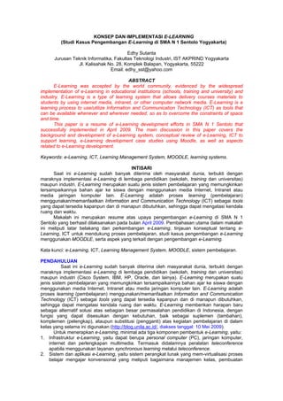 KONSEP DAN IMPLEMENTASI E-LEARNING
            (Studi Kasus Pengembangan E-Learning di SMA N 1 Sentolo Yogyakarta)

      ...