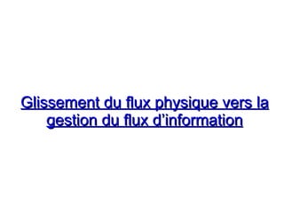 Glissement du flux physique vers la
Glissement du flux physique vers la
gestion du flux d’information
gestion du flux d’information
 