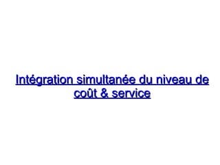 Intégration simultanée du niveau de
Intégration simultanée du niveau de
coût & service
coût & service
 