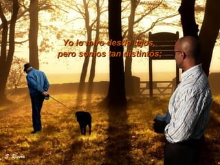 Yo lo miro desde lejos,  pero somos tan distintos;  