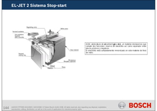 144 AA/SEI3 FPP5MD &SDJ5MD | 16/12/2008 | © Robert Bosch GmbH 2008. All rights reserved, also regarding any disposal, exploitation,
reproduction, editing, distribution, as well as in the event of applications for industrial property rights.
EL-JET 2 Sistema Stop-start
 