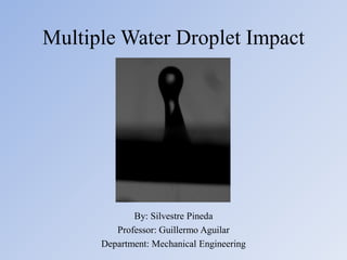 Multiple Water Droplet Impact
By: Silvestre Pineda
Professor: Guillermo Aguilar
Department: Mechanical Engineering
 