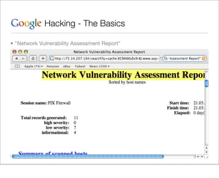 Hacking - The Basics

• "Network Vulnerability Assessment Report"
 