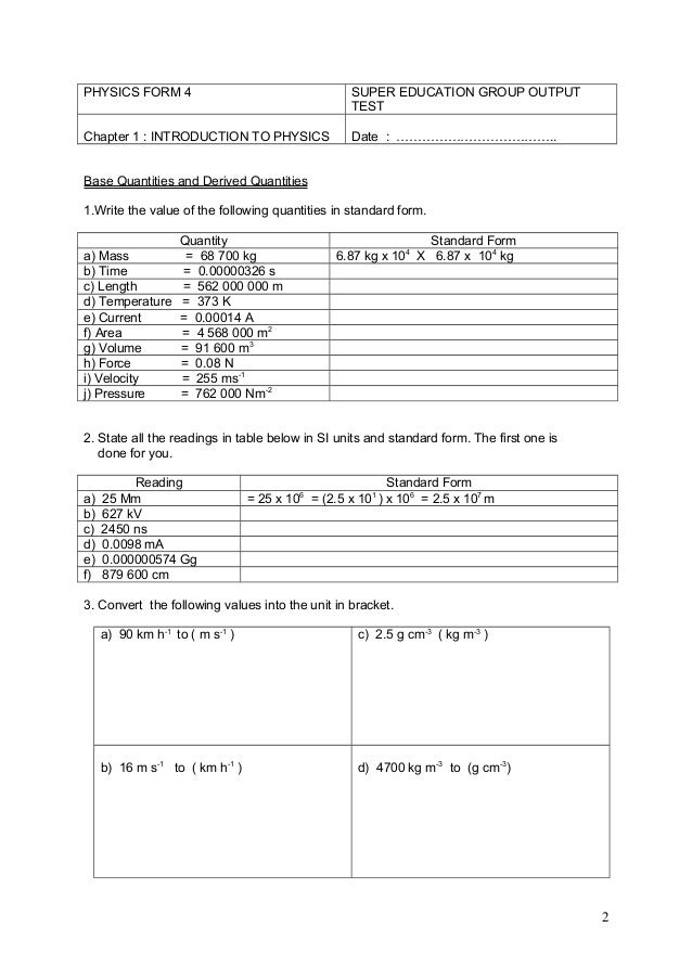 46584071 exercise chapter 1 form 4 1 standard form physics