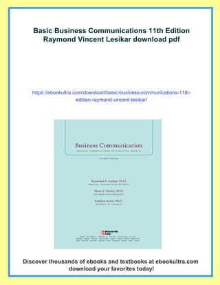 Basic Business Communications 11th Edition Raymond Vincent Lesikar | PDF