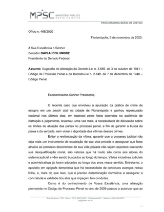 MPSC propõe alteração no Código de Processo Penal e no Código Penal para proibir referências à vida íntima da vítima em pr...