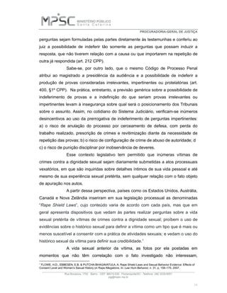MPSC propõe alteração no Código de Processo Penal e no Código Penal para proibir referências à vida íntima da vítima em pr...