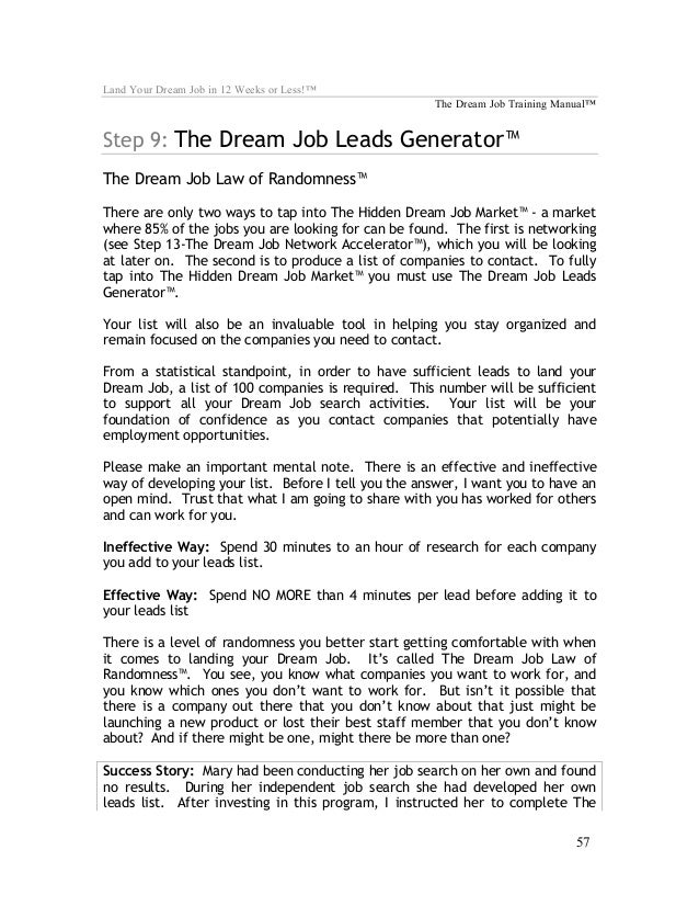 Dream job essay