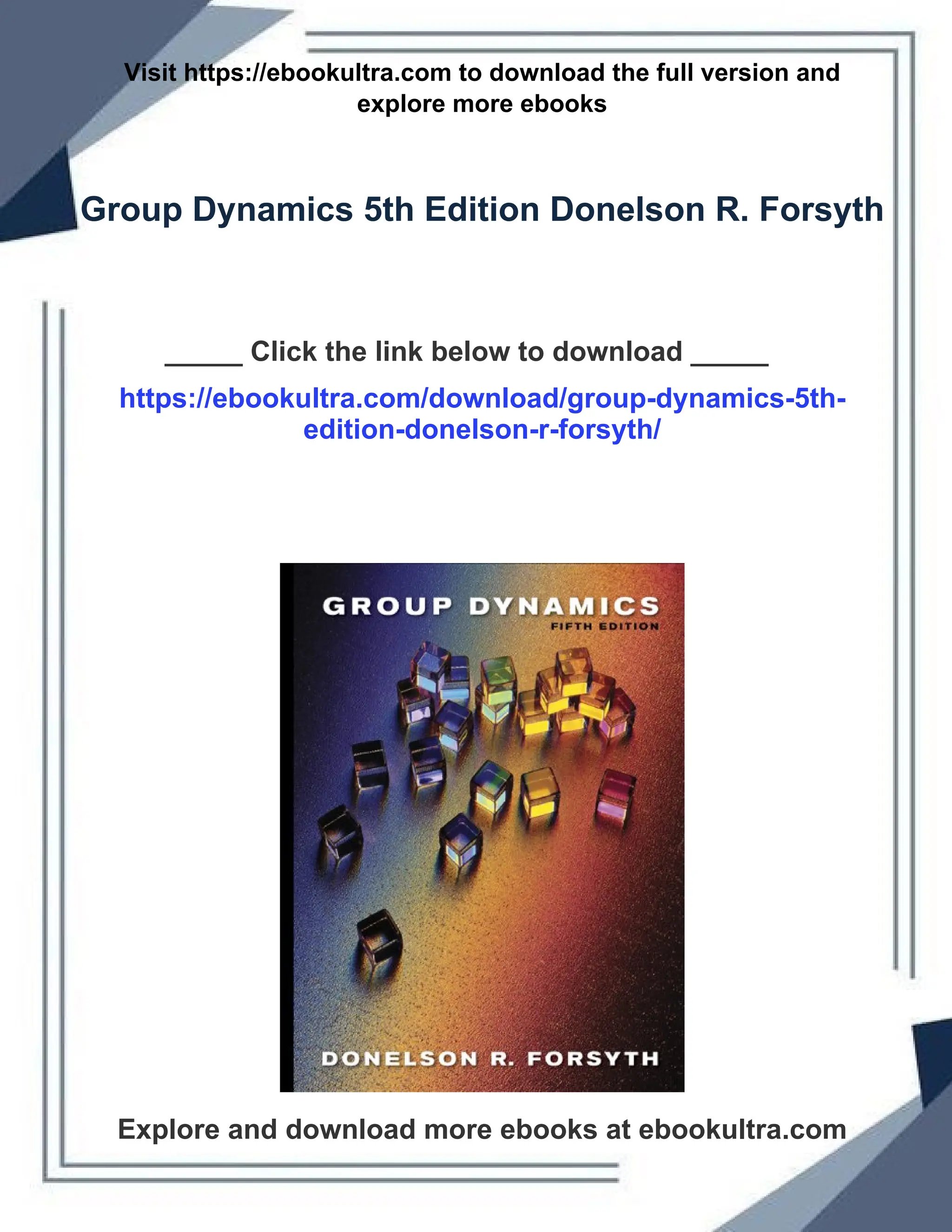 Group Dynamics 5th Edition Donelson R. Forsyth | PDF