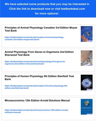 Principles of Animal Physiology 3rd Edition Moyes Test Bank | PDF