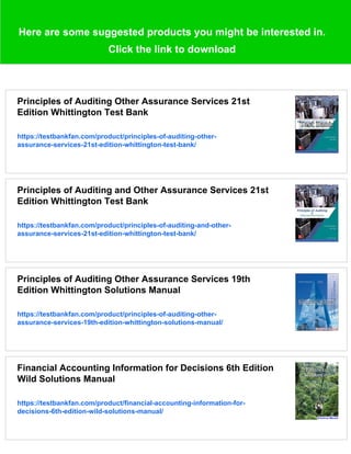 Complete Answer Guide for Principles of Auditing Other Assurance ...