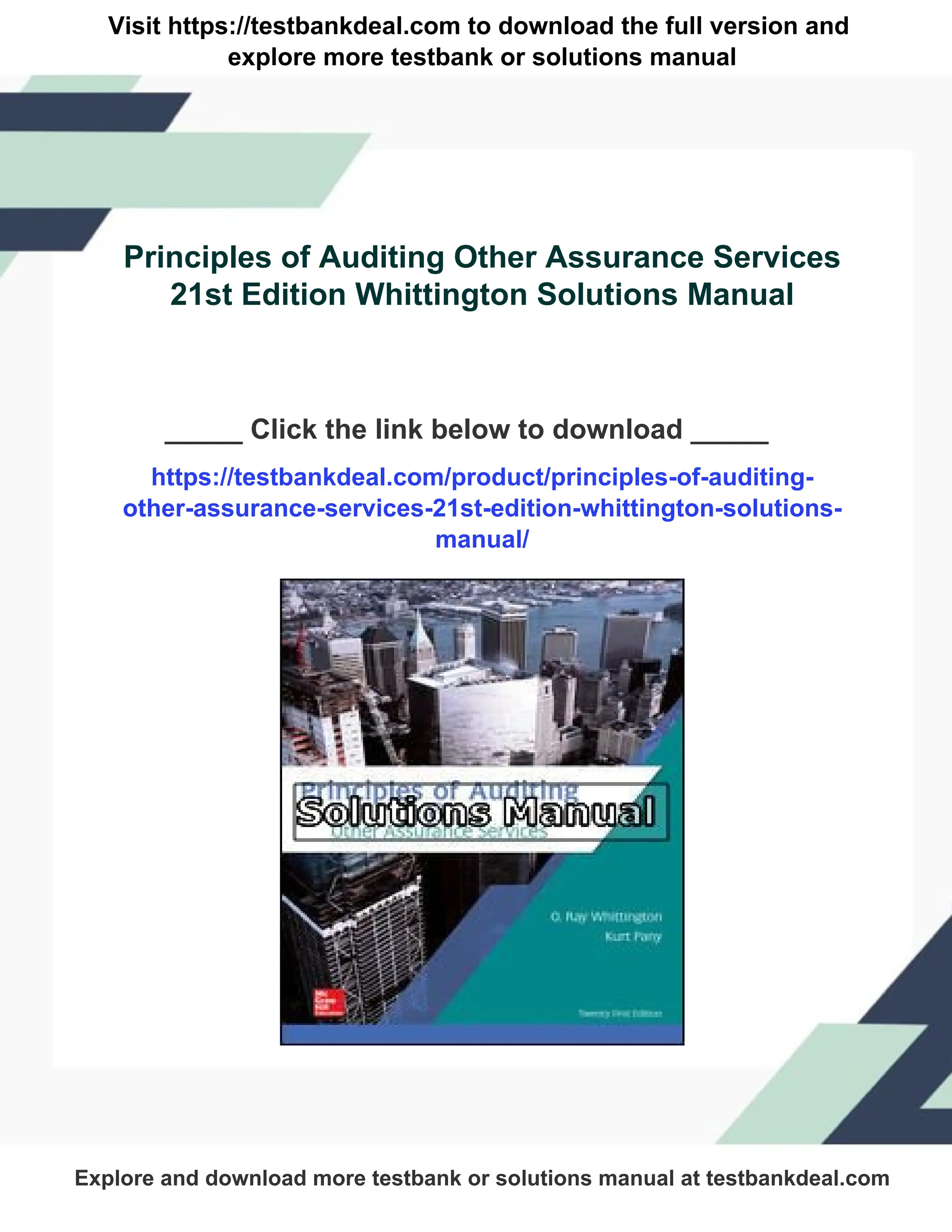 Principles of Auditing Other Assurance Services 21st Edition