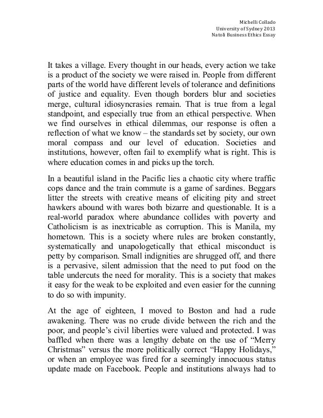 business ethics essays