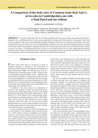 Toad Patrols and Toad Body Size BHS Bulletin Article | PDF