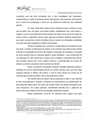 MPSC propõe alteração no Código de Processo Penal e no Código Penal para proibir referências à vida íntima da vítima em pr...