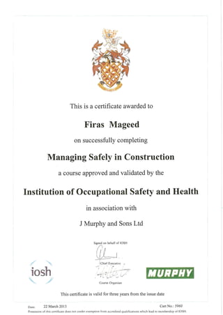 Managing Safely In Construction 22.03.13