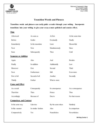 transition words for writing