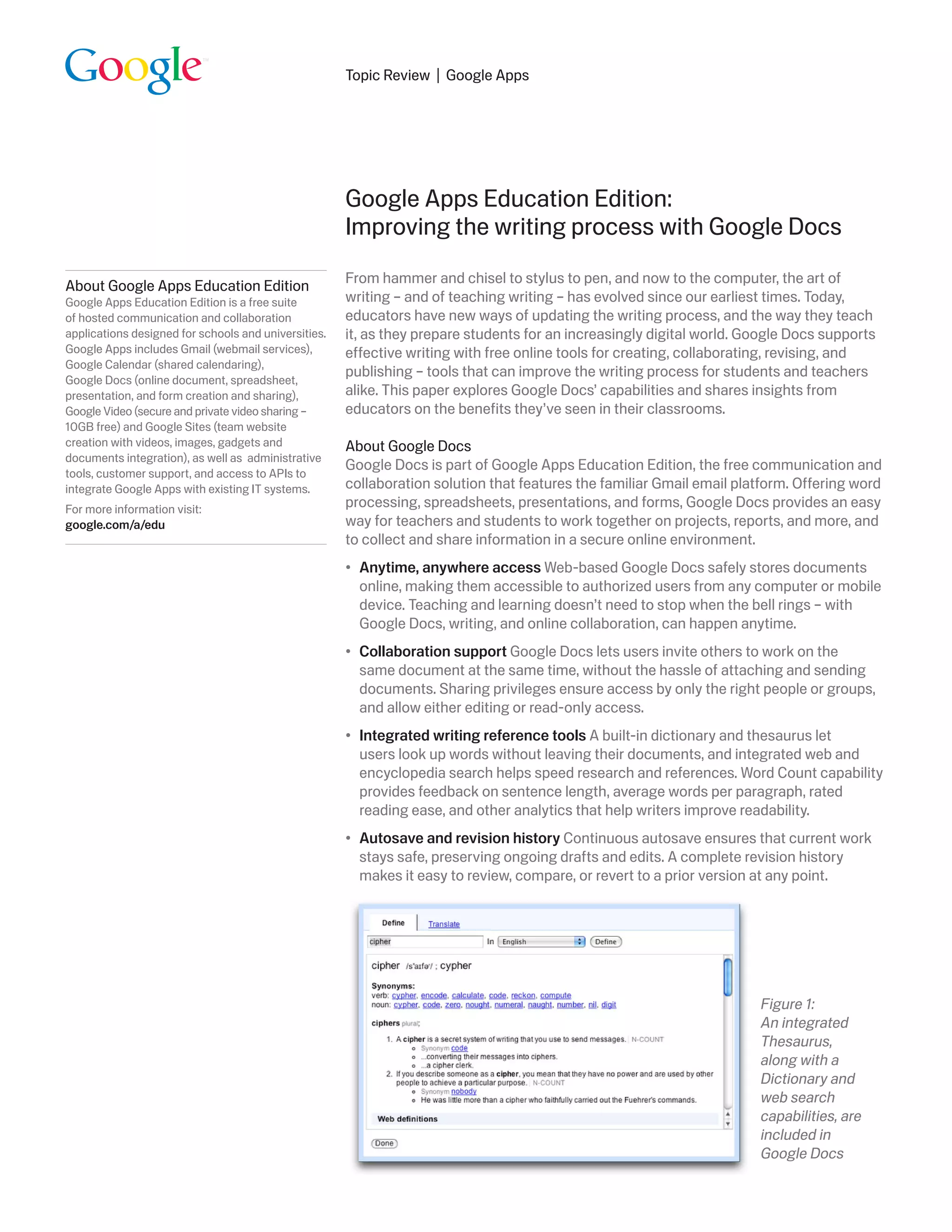 Google Apps Topic Review - Improving the writing process with Google ...