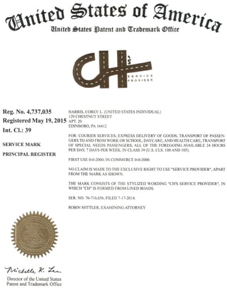 Trademark Violations Corey L. Harris United States Trademark.