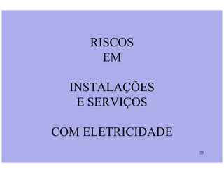RISCOS
EM
INSTALAÇÕES
23
INSTALAÇÕES
E SERVIÇOS
COM ELETRICIDADE
 