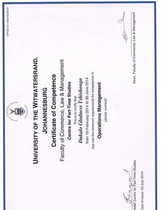 Operatins management Certificate