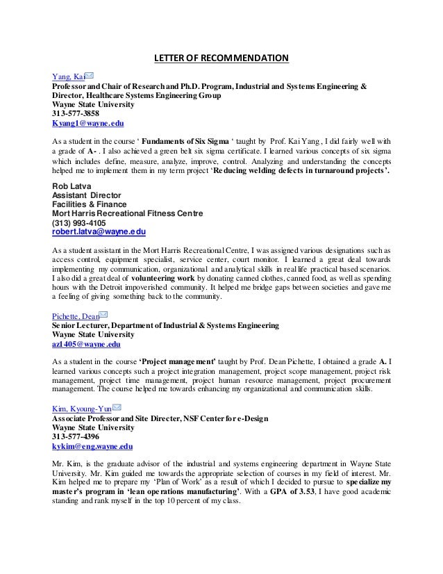 letter of recommendation yang kai professor and chair of research and phd