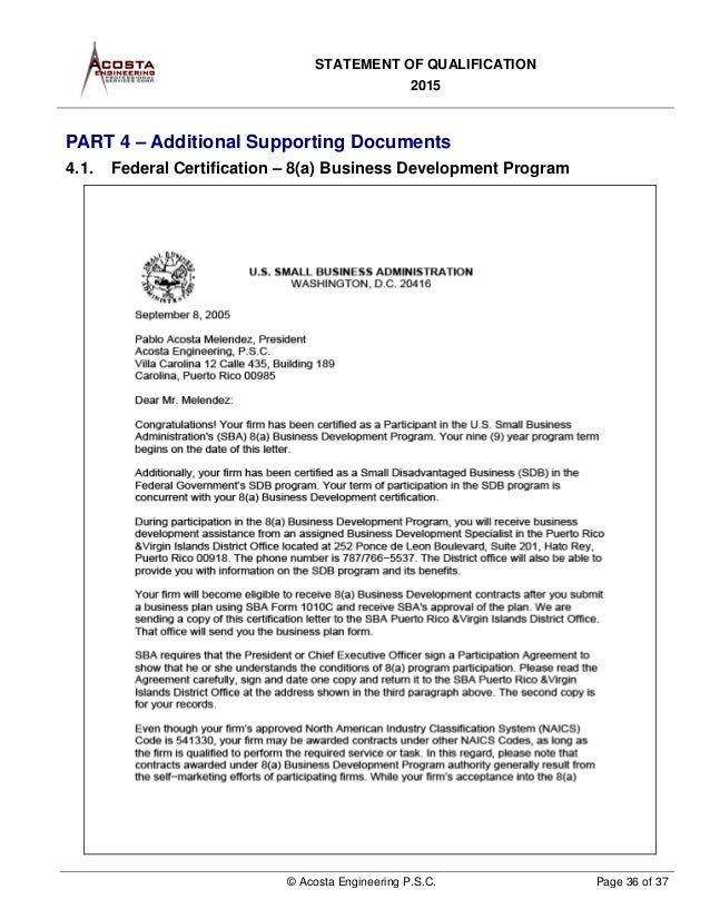 Statement of Qualification