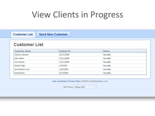 View Clients in Progress
 