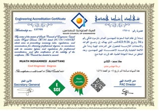 MUATH MOHAMMED ALKATTANI
Civil Engineer Degree
This certification is valid until: 08 Dhul Qaedah 1437
137705
 